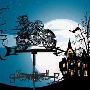 Metal Outdoor Decoration With Skeleton Motorcycle Rider